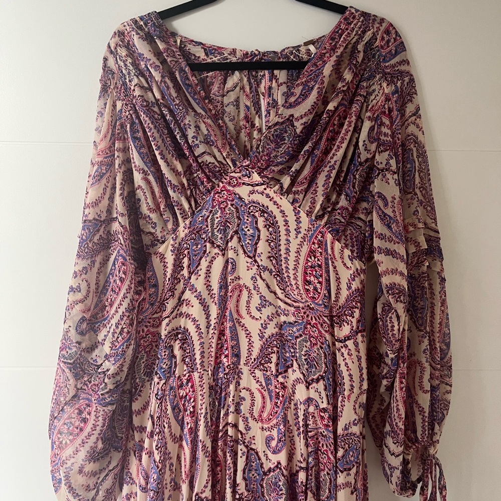 Free People Paisley Maxi Dress - Pink and Blue